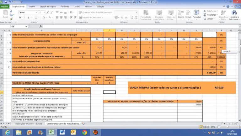 Planilha de Controle de Salão de Beleza Grátis Excel