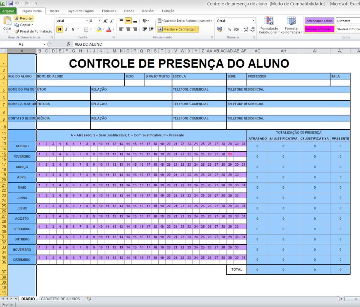 Planilha De Notas Escolares Pack15 K Excel 100% Editável
